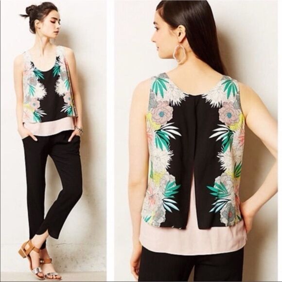 Anthropologie Corey Lynn Calter Anana Tank Top Layered Slit Back Size Small - Picture 1 of 4